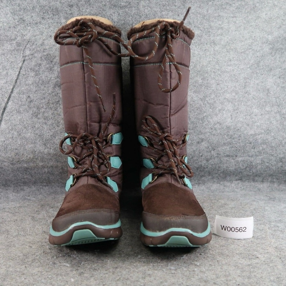 Skechers Shoes Womens 8.5 Boot Winter Tall Lace Up Synergy Flexer Faux Fur Brown